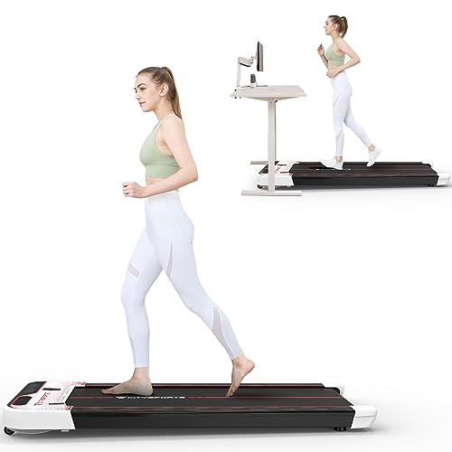 CITYSPORTS Elektrisches Laufband WP2, mit Bluetooth- und LCD-Display, maximale Geschwindigkeit 6 km/h, ideal für Fitness zu Hause und im Büro (White&red)