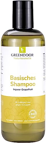 GREENDOOR basisches Bio Natur Shampoo Ingwer Grapefruit 500ml Männer-Shampoo kräftiges Haar gegen Schuppen, outdoor, ohne Silikon Sulfate, vegane Haarpflege men