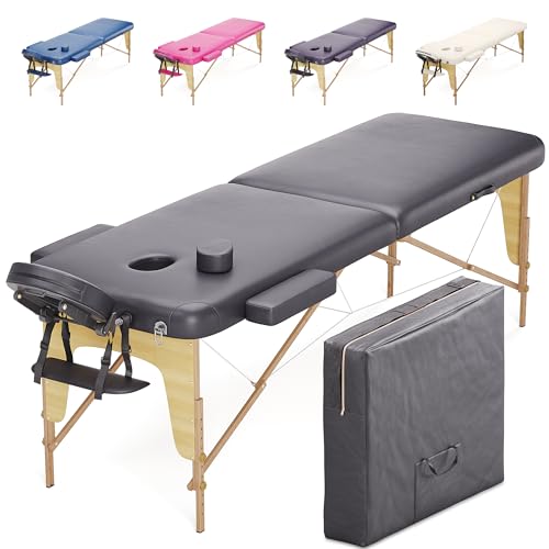 Beltom® Mobile Massagetisch Massageliege Massagebank 2 zonen klappbar THERAPIELIEGE +TA. - Schwarz