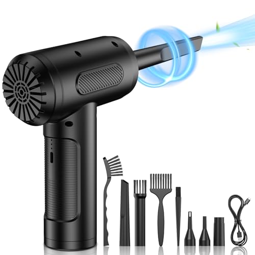 Elektrische Staubgebläse Druckluftspray, 3-Gang 91000 U/min Compressed Air Duster, USB Wiederaufladbar PC Reinigungsset Mit 6000mah Akku für Laptop,Tastatur,Auto,Bürogeräte,Sofa