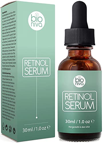 Retinol Serum Hochdosiert BIO mit Vitamin C & Vegan Hyaluronsäure - Bioniva Retinol Serum gegen falten und augenringe - Microneedling Anti-Aging Lift Serum, Für Gesicht, und Dekolleté