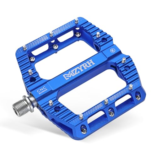 MZYRH Mountainbike-Pedale mit 3 abgedichteten Lagern, 9/16' Fahrradpedale, rutschfeste leichte Aluminiumlegierung Fahrrad-Plattform-Pedale für Mountainbike, Rennrad (Blau)