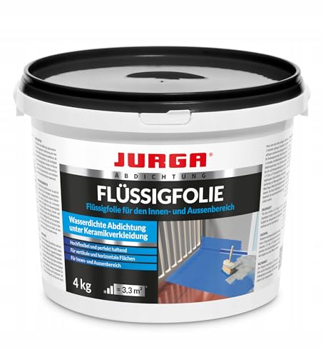 JURGA Flüssigfolie 4kg (ca.10²) Bad & Dusche - Dichtfolie Außenbereich & Innen Abdichtung Badezimmern Lösemittelfrei