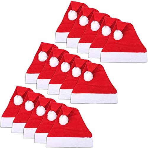 15 Weihnachtsmützen, Nikolausmützen Weihnachtsmann Mütze Rot fur alle Erwachsene Einheitsgröße. Weihnachtszubehör