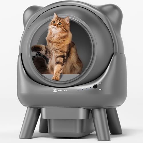 Amicura Cura X1 Katzenklo Selbstreinigend mit App-Steuerung, Sicherheitssensor (Anti-Pinch), Geruchsdichter Abfallbehälter Selbstreinigende Katzentoilette, Leicht zu Reinigen Elektrisches Katzenklo