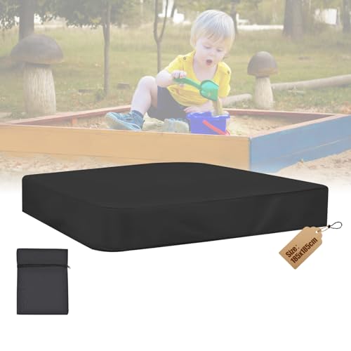 Sandkasten Abdeckung 185x185 cm, Abdeckplane sandkastenabdeckung Plane, Abdeckung Sandkasten 210D Oxford-Stoff, für Garten Sandkasten Abdeckplane, mit Kordelzug Elastikband und Aufbewahrungsbeutel