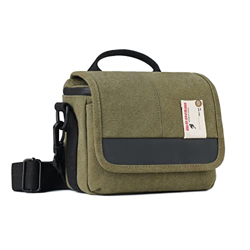 Besfoto Kameratasche SLR spiegellose Kamera kleine Umhängetasche Fotografie Tasche Abdeckung wasserdichte und regendichte Outdoor Fotografie Leinwand Tasche, professionelle Kamera Tasche (Militärgrün)