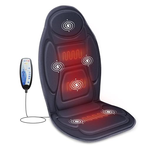 Snailax Massageauflage mit Wärmefunktion und Vibration, Massagesitzauflage für Rücken und Nacken, Rückenmassagegerät zur Entspannung zuhause und im Büro, Geschenke für Männer Frauen Mama Papa