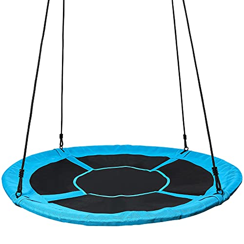 Yorbay Nestschaukel Tellerschaukel Kinder Rundschaukel Outdoor Ø 150 cm, Blau, kein verbleichen, bis 400 kg belastbar Mehrweg