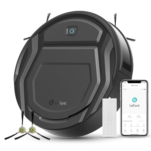 LEFANT Saugroboter, Superschlank WLAN Roboterstaubsauger, Kompatibel mit Alexa Sprachsteuerung, Staubsauger Roboter Selbstaufladung Leise für Haushaltsreinigung/Tierhaare/Haare/Staub/Teppich M210P