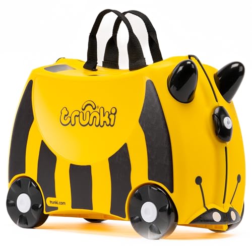 Trunki Handgepäck und Kinderkoffer zum Draufsitzen | Kinder Risen Geschenk für Mädchen und Jungen | Trolley Bernard Biene (Gelb)