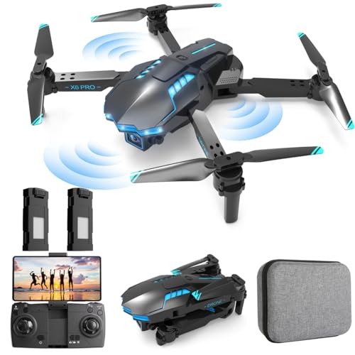 Drohne mit Kamera 1080P für Kinder und Erwachsene mit Lichter, Faltbar Quadcopter mit WiFi Übertragung, Lange Flugzeit, One Key Start/Landen, Anfänger Drohne Spielzeug Geschenke für Jungen Mädchen