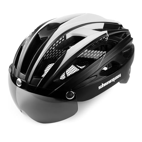 Shinmax Fahrradhelm Herren Damen Fahrradhelm mit Visier Magnetische Abnehmbarer Schutzbrille Fahrradhelme mit Licht Erwachsene Radhelm Cityhelm Einstellbarer Atmungsaktiv Sicherheitsschutz MTB Helm