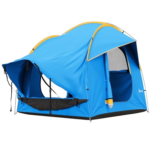 Outsunny Heckzelt Auto Zelt für 6 Personen, wasserdicht 2000mm Autozelt mit Sonnensegel Regenschicht SUV Heckklappenzelt mit UV-Schutz, Vorzelt Sonnenschutz für Camping, Reise 240 x 210 x 210 cm