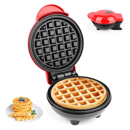 Mini Waffeleisen,Belgische Waffel Maschine ø 10cm,220V|350W Kleines Waffeleisen Klassische,Doppelseitige Heizung,Bubble-Waffeleisen Eine Person, Kompakt, Geeignet für Touren