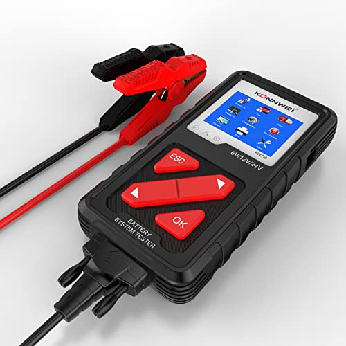 KONNWEI KW710 12V 24V Batterietester 100-2000 CCA, Digitaler Auto-Batterieanalysator mit Farb-LCD, Generator- & Ladesystemprüfer für Auto, LKW, Motorrad, Boot, SUV, Traktor, KFZ Batterieprüfer