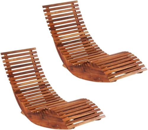 HUAKEHOM 2 STK. Akazienholz Sonnenliege Gartenliege Liegestuhl Holzliege Saunaliege Gartenmöbel Relaxliege Liege Schaukelstuhl Garten 149x60x86cm
