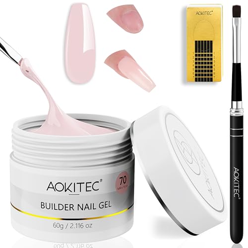 Aokitec Nagel Gel Aufbaugel – 60g Hartgel für Nägel Große Kapazität, Aufbaugel Für Gelnägel, Nagelfestigungsgel für Nagelverlängerung Nail Art Maniküre U V Builder Nagelgel für Nagelstudio Pink