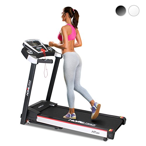 Miweba Sports elektrisches Laufband HT1000 | 3,5 PS - 16 Km/h - Incline 6% - Traglast 120 Kg - Klappbar - 12+4 Laufprogramme - Smartphone Tablet Halterung - Große Lauffläche (Schwarz)