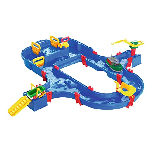 AquaPlay - Superset - Wasserbahn mit vielen Spielfunktionen bestehend aus 41 Teilen, Spieleset inklusive 1 Hippo Wilma, Amphibienauto und Transportboot mit 2 Containern für Kinder ab 3 Jahren