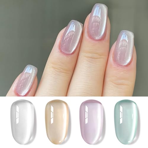 Born Pretty U V Nagellack Jelly Glas Kristall - Wasser hell Shellac Gel Nagellack Glitzer-Schimmer-Auroras Cat Magnetic Eye Gel Maniküre und Nagelkunst DIY zu Hause 4PCS