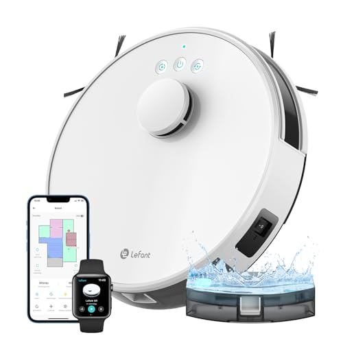 LEFANT M1 Saugroboter mit Wischfunktion, LiDAR Navigation, 5500Pa Staubsauger Roboter, 200Mins Max, Selbstaufladend, WLAN, 8 mit No-Go-Zonen, Ideal Tierhaare, Teppich, Hartboden