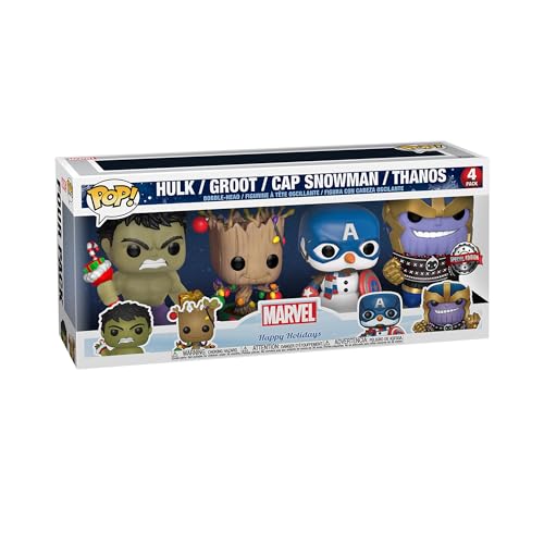 Funko Pop! Marvel: Holiday - Hulk, Groot, Captain America Snowman and Thanos - 4PK - Marvel Comics - Vinyl-Sammelfigur - Geschenkidee - Offizielle Handelswaren - Comic Books Fans