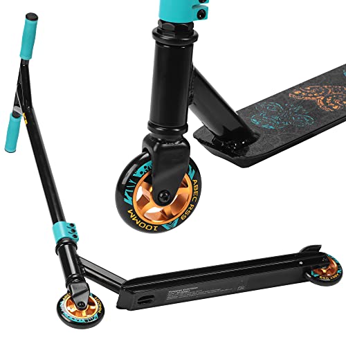 SPORTVIDA Stunt Scooter, Roller kickscooter Tretroller Cityroller Kickboard mit 360° Spin Fixed Bar Kickscooter Trick Roller für Kinder Erwachsene 110 MM PU Räder ABEC-9 (Türkis)