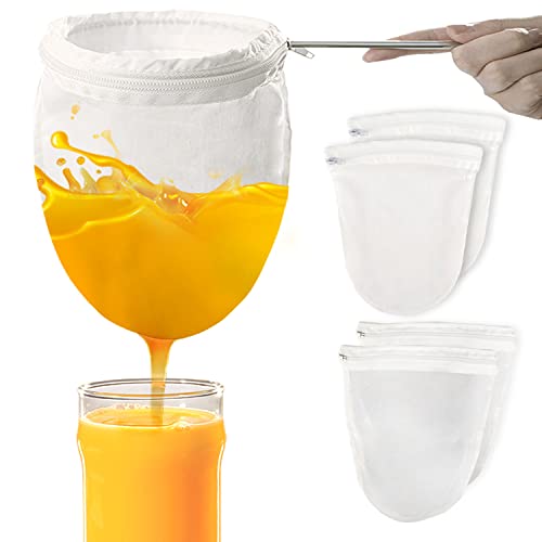 Nussmilchbeutel Siebbeutel Nylon mit Ständer 4 Stück Umweltfreundliches Passiertuch wiederverwendbar & waschbar für KücheKäse Beeren Nussmilch Suppe Obstsaft Joghurt Kaffee