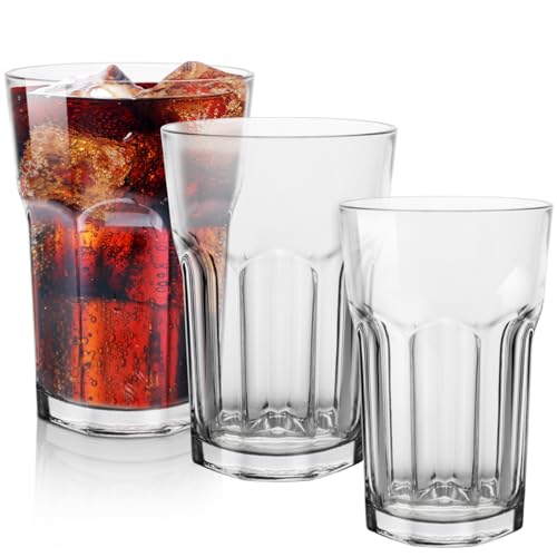 Konzept 11 - Wassergläser Set 6-teilig, Trinkgläser Set, 410ml Gläser Set Stapelbar- Perfekt für Saft, Cocktails, Latte Macchiato, Gläser Groß Set 6 teilig