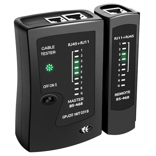 YIIFELL Netzwerk Kabeltester, LED-Test zum Präzisen Testen und Überprüfen von LAN- und Netzwerkkabeln, für RJ11 RJ12 RJ45 ISDN LAN Netzwerkkabel Patchkabel CAT6 CAT7 CAT8 Kabeltester