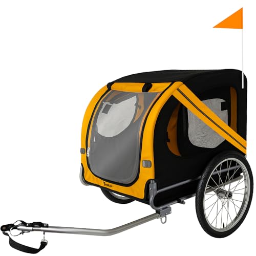 Purlov Hundeanhänger für Fahrrad bis 40 kg mit 75 × 52 × 65 cm Sicherheitsgurt, Moskitonetz, Regenfolie, 20' Luftreifen & Stahlrahmen - Fahrradanhänger für Große Haustiere - Fahrrad Anhänger XL 25373