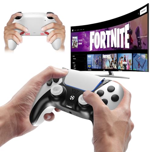 Elite PC/PS4 Controller für Fortnite mit Back Paddles und Turbo, YMIR Wireless Pro Gaming Gamepad mit No Drift Joystick, Vibration, 1200mAh Akku, Kompatibel mit Playstation 4/PC/Steam, Blau