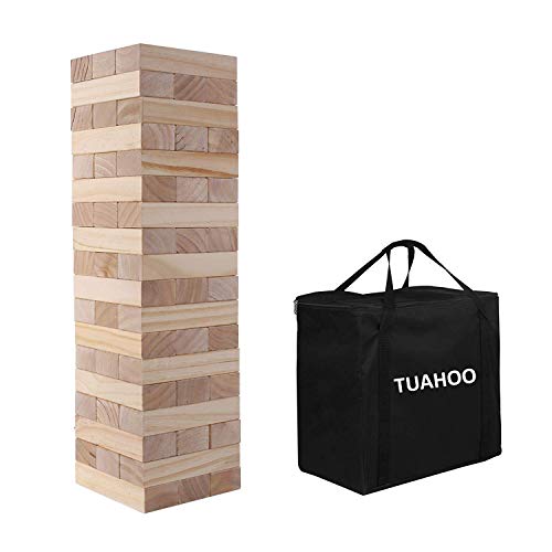TUAHOO Riesenwackelturm Spiel Holz Stapelturm Builds Von 0.6m - 1,5m Groß Tumble Tower Spiele Jumbo Toppling Blocks Spielzeug Für Kinder Erwachsene & Familie