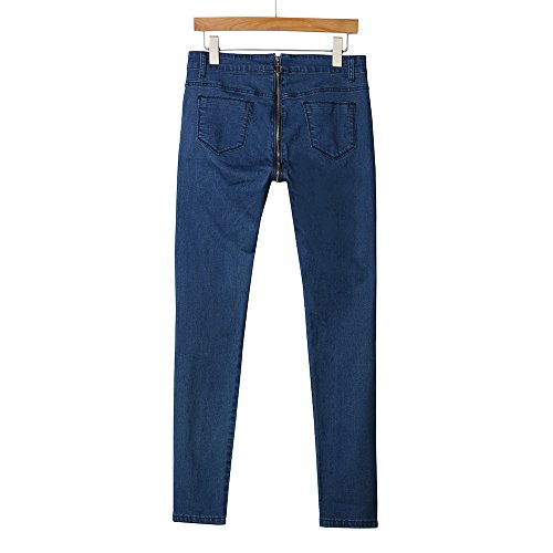 LoveLeiter Jeanshose mit Reißverschluss hinten Frauen zurück Reißverschluss Bleistift Stretch Denim Skinny Jeans Hosen hohe Taille Hose Damen Jumpsuit Jeans Latzhose
