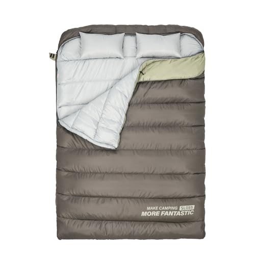 BISINNA Winter Doppelschlafsack für Erwachsene 2 Personen Outdoor Warmer Schlafsack 3 Jahreszeiten– Ideal für Familien, Camping und RV-Reisen（4.2kg）
