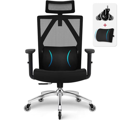 Daccormax Bürostuhl, Ergonomisch, bequem Chefsessel aus Netzstoff, VerstellbarerLordosenstütze,Kopfstütze,Armlehnen,Wippfunktion,Schreibtischstuhl Computerstuhl Home Office Chair bis 200kg