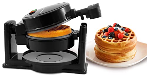 Elite Gourmet EWM460 Antihaftbeschichteter belgischer Flip-Waffeleisen, 1,25 Zoll dicke Waffeln, Rösti, Keto, Snacks, Sandwiches, Eier, leicht zu reinigen, Schwarz