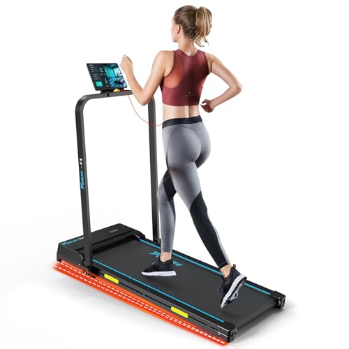 Laufband für Zuhause klappbar mit 7% Steigung–2.5HP leise Motor,Dual-Steuerung&Sicherheitsleine, kompaktes Walking Pad für Heim& Büro,Senioren, Anfänger& Reha,ohne Montage,4-in-1 FunLife F4 (blau)