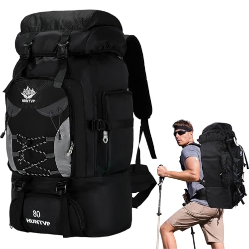 Snorthy 80L Wanderrucksack für Herren Damen Wasserdichter Trekkingrucksack Reiserucksack Groß Leicht Outdoorrucksack Outdoor Daypack für Klettern Wandern Radfahren Camping Bergsteigen Reisen
