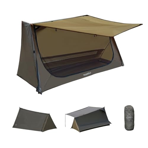 onewind Ultraleichtes Bivy-Zelt für Einzelpersonen, 3-Jahreszeiten-Rucksackzelt mit Baldachin, wasserdicht, Silnylom, Bushcraft-Zelt, Unterstand, leichtes 1-Personen-Zelt für Camping, Rucksackreisen,