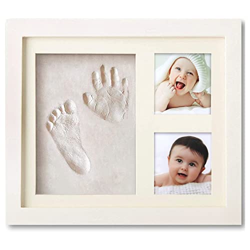 Baby Handabdruck und Fußabdruck Set,PewinGo Gipsabdruck Abdruck/Abdruckset mit Echtholz Bilderrahmen- Perfekte Geschenkidee für Babydusche Geschenk/Babyparty,Pfotenabdruck, Katze/Hund