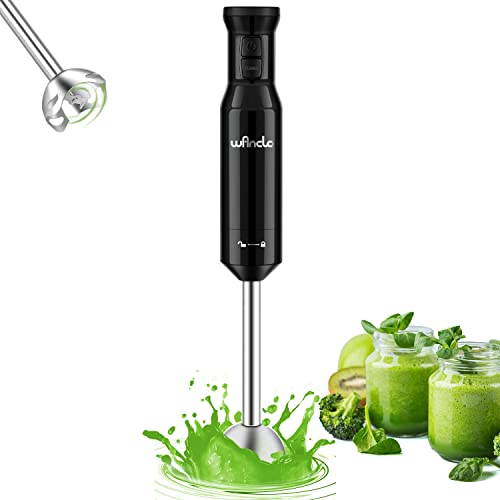 Stabmixer, Wancle pürierstab 600W Elektrischer hand blender Rührstab mit Turbo für die Zubereitung von Babynahrung, Salaten, Suppen und Gemüs (Black)