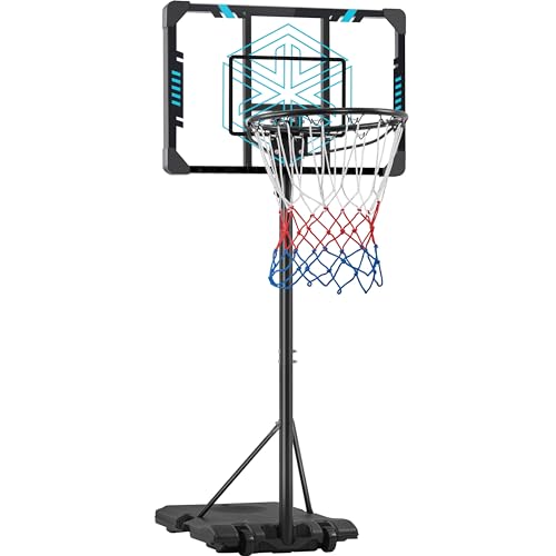 Yaheetech Basketballkorb, Höhenverstellbarer Basketballständer für Indoor & Outdoor, Tragbare Basketballanlage mit Rollen 216 – 246 cm