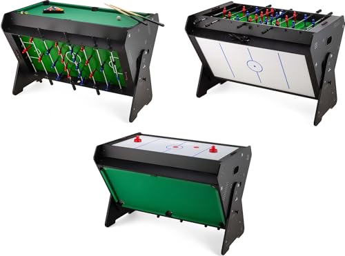 Outtec 3in1 Spieltisch, Tischkicker, Tischbillard, Airhockey für die ganze Familie