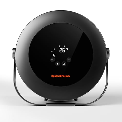 Spider Farmer Heizlüfter,540W Heizung Intelligente Temperaturregelung Energiesparend Leise,4 Modi und 24 Std. Timer, 10-PTC Heizung und Lüftungsrohr, Geeignet für Pflanzenräume und Growzelte