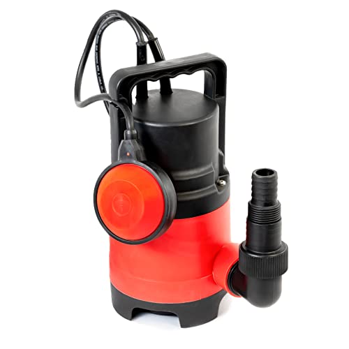 Grafner Schmutzwasserpumpe 400 Watt bis 8000 l/h Förderleistung, Ø25mm Fremdkörper, Schwimmschalter, Tragegriff, Universalanschlüsse, Schmutzwasser Tauchpumpe