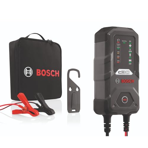 Bosch C30 Batterieladegerät, 3,8 Ampere, mit Erhaltungsladungs-Funktion - Autobatterie-Ladegerät für 6 V / 12 V Blei-Säure-, AGM-, EFB-, Gel-, und SLI-Batterien