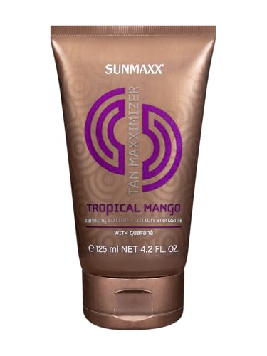 SUNMAXX TAN MAXXIMIZER Tropical Mango Tanning Lotion I Bräunungslotion I Fruchtiges Mango Aroma I Guarana Extrakt I Gleichmäßige Bräune I Leichte Textur