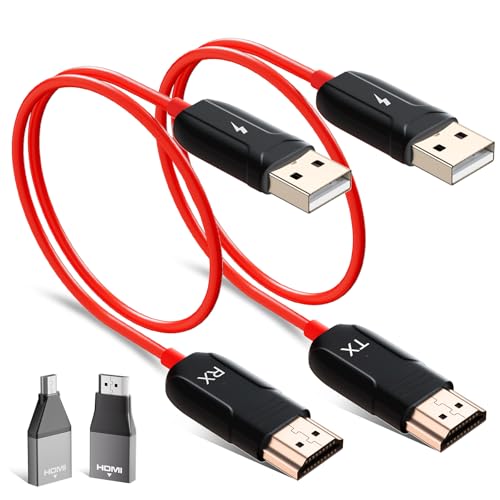 HDMI Wireless, Anytrox Wireless HDMI Transmitter and Receiver, 165FT/50M Funkübertragung für Streaming Video/Audio übertragung, Drahtlos Extender für Laptop/PC/Kamera zu TV/Monitor (Rot